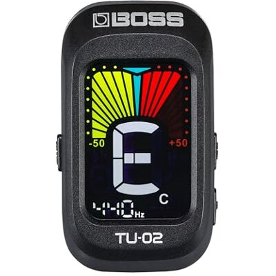 Boss TU-02 Chromatic Clip-On Battery Powered Tuner for Guitar, Bass and Ukulele Boss TU-02 Chromatic Clip-On Battery Powered Tuner for Guitar, Bass and Ukulele