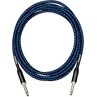 CASCHA Professional Line Câble de guitare droit Bleu tweed 9 m CASCHA Professional Line Câble de guitare droit Bleu tweed 9 m