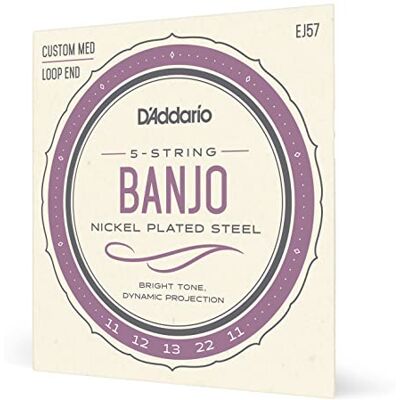 D'Addario EJ57 Cordes pour banjo à 5 cordes, Nickel, Taille M, 11-22 D'Addario EJ57 Cordes pour banjo à 5 cordes, Nickel, Taille M, 11-22