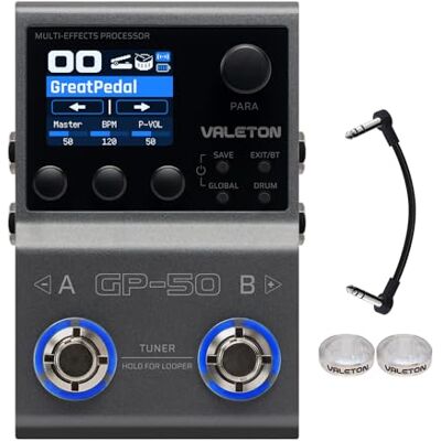 VALETON Processeur multi-effets GP-50 NAM et chargeur IR avec plus de 100 effets HD, 9 modules simultanés, contrôle par application BT, 100 emplacements de patch pour guitare basse VALETON Processeur multi-effets GP-50 NAM et chargeur IR avec plus de 100 effets HD, 9 modules simultanés, contrôle par application BT, 100 emplacements de patch pour guitare basse