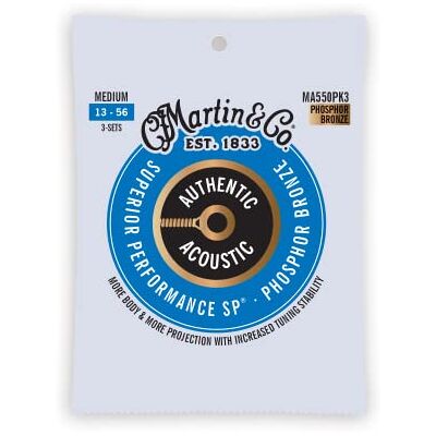 Martin MA550PK3 Authentic Acoustic – SP – Lot de 3 Bronze phosphoreux Medium (13-56) Martin MA550PK3 Authentic Acoustic – SP – Lot de 3 Bronze phosphoreux Medium (13-56)