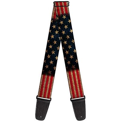 Buckle-Down Sangle de guitare par 34-60" Vintage US Flag Stretch Buckle-Down Sangle de guitare par 34-60" Vintage US Flag Stretch