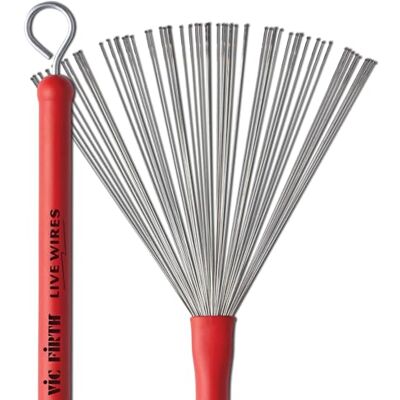 Vic Firth Brush Live Wires Rétractable Poignée rouge Vic Firth Brush Live Wires Rétractable Poignée rouge