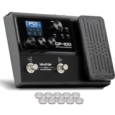 VALETON Processeur Multi-Effets pour Guitare et Basse avec 140 Effets 45 Modèles d'Ampli 40 Simulations de Cabines IR Interface Audio USB Pédale d'Expression GP-100 + Capuchons de Pédale VALETON Processeur Multi-Effets pour Guitare et Basse avec 140 Effets 45 Modèles d'Ampli 40 Simulations de Cabines IR Interface Audio USB Pédale d'Expression GP-100 + Capuchons de Pédale