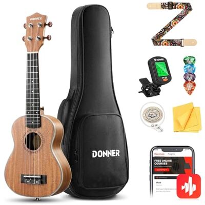 Donner Ukulélé de concert 23 pouces pour débutants, enfants, adultes, ukulélé, kit de démarrage en bois d'acajou avec cordes en nylon, guitare hawaïenne DUC200 Donner Ukulélé de concert 23 pouces pour débutants, enfants, adultes, ukulélé, kit de démarrage en bois d'acajou avec cordes en nylon, guitare hawaïenne DUC200