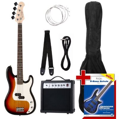 Rocktile Groovers Pack PB Set de basse électrique (« sunburst »), 6 pièces Rocktile Groovers Pack PB Set de basse électrique (« sunburst »), 6 pièces