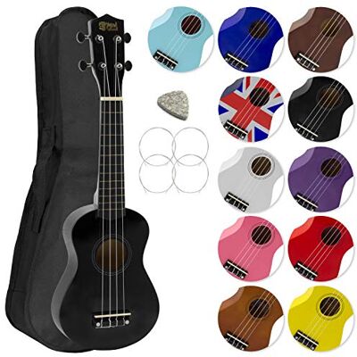 Mad About SU8-BK ukulélé soprano noir avec kit complet Mad About SU8-BK ukulélé soprano noir avec kit complet