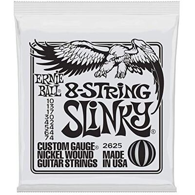 Ernie Ball Slinky Cordes filées en nickel pour guitare électrique à 8 cordes, calibre 10-74 Ernie Ball Slinky Cordes filées en nickel pour guitare électrique à 8 cordes, calibre 10-74