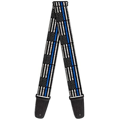 Buckle-Down GS-W30170 Sangle fine pour guitare Motif drapeau Noir/gris/bleu 2,5 x 137,2 x 5,1 cm Buckle-Down GS-W30170 Sangle fine pour guitare Motif drapeau Noir/gris/bleu 2,5 x 137,2 x 5,1 cm