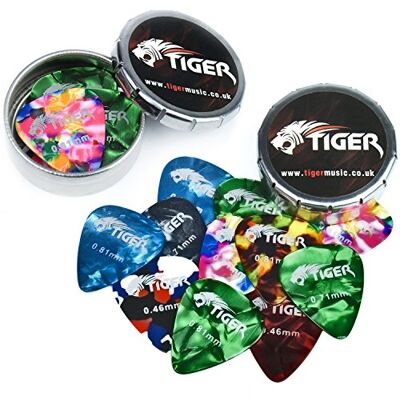 Tiger GAC41 lot de 24 médiators guitare avec 2 boîtes Tiger GAC41 lot de 24 médiators guitare avec 2 boîtes