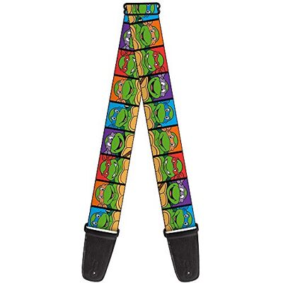 Buckle-Down Sangle de guitare 2.0" Wide Classic TMNT Face Blocks Black/Multi Color Buckle-Down Sangle de guitare 2.0" Wide Classic TMNT Face Blocks Black/Multi Color