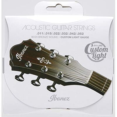 Ibanez IACS62C Cordes pour guitare acoustique Bronze Wound 80/20 – Jauge de lumière personnalisée, argent Ibanez IACS62C Cordes pour guitare acoustique Bronze Wound 80/20 – Jauge de lumière personnalisée, argent