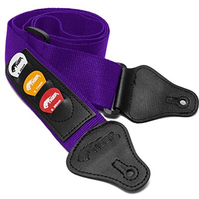 Tiger STP4-PU Sangle de guitare avec porte-médiators Violet Tiger STP4-PU Sangle de guitare avec porte-médiators Violet