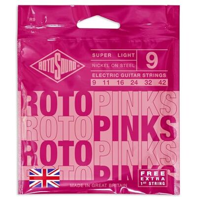 Rotosound Cordes pour Guitare Électrique Roto Nickelée PINKS R9 SL Super Light 9-42 Rotosound Cordes pour Guitare Électrique Roto Nickelée PINKS R9 SL Super Light 9-42