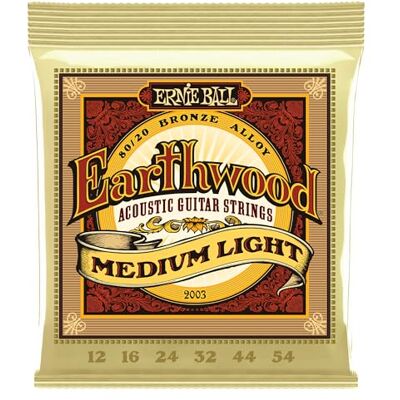 Ernie Ball Earthwood Light 80/20 Cordes pour guitare acoustique, bronze Calibre 12-54 Ernie Ball Earthwood Light 80/20 Cordes pour guitare acoustique, bronze Calibre 12-54