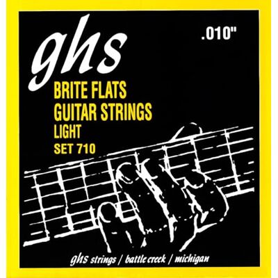 GHS Strings GHS 710 10 46 Light Brite Flats Jeu de cordes pour guitare GHS Strings GHS 710 10 46 Light Brite Flats Jeu de cordes pour guitare