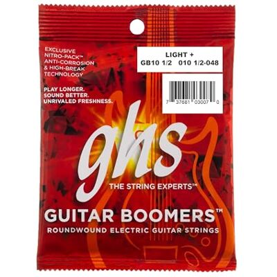 GHS Strings GHS BOOMERS Jeu de cordes pour guitare électrique GB10 1/2 Light+ 010, 5/048 GHS Strings GHS BOOMERS Jeu de cordes pour guitare électrique GB10 1/2 Light+ 010, 5/048