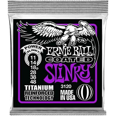 Ernie Ball Power Slinky Cordes avec revêtement en titane RPS, pour guitare électrique, calibre 11-48 Ernie Ball Power Slinky Cordes avec revêtement en titane RPS, pour guitare électrique, calibre 11-48