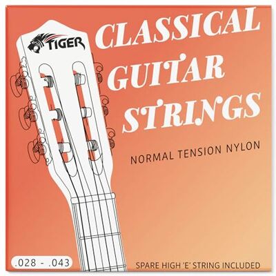 Tiger CGS-NY Jeu de cordes en nylon pour guitare classique Tension normale Tiger CGS-NY Jeu de cordes en nylon pour guitare classique Tension normale