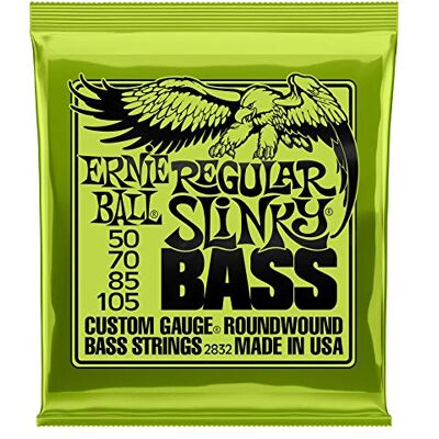 Ernie Ball Regular Slinky Cordes filées en nickel pour basse électrique, calibre 50-105 Ernie Ball Regular Slinky Cordes filées en nickel pour basse électrique, calibre 50-105
