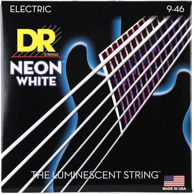DR Strings DR E NEON NWE- 9/46 Jeu de cordes blanches pour Guitare électrique 9-46 DR Strings DR E NEON NWE- 9/46 Jeu de cordes blanches pour Guitare électrique 9-46