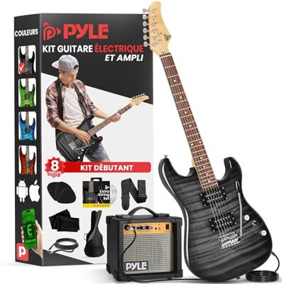 Pyle Kit Guitare Électrique Noir avec Amplificateur pour Débutants, Instrument Standard 39 Pouces avec Micros Humbucker, Set de Démarrage pour Enfants, Jeunes et Adultes Pyle Kit Guitare Électrique Noir avec Amplificateur pour Débutants, Instrument Standard 39 Pouces avec Micros Humbucker, Set de Démarrage pour Enfants, Jeunes et Adultes