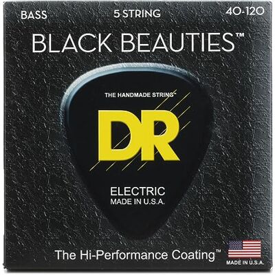 DR Strings Black Beauties Jeu de 5 cordes pour guitare basse Light 40-120 Black Bass Guitar String (BKB5-40) DR Strings Black Beauties Jeu de 5 cordes pour guitare basse Light 40-120 Black Bass Guitar String (BKB5-40)