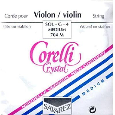 Savarez Corelli Cordes Violon Crystal Sol filé Stabilon-Nylon/argent Medium 704M Savarez Corelli Cordes Violon Crystal Sol filé Stabilon-Nylon/argent Medium 704M
