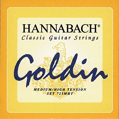 Hannabach Cordes de guitare classique Série 725 Medium/High Tension Goldin Jeu de 3 basses 7257MHT Hannabach Cordes de guitare classique Série 725 Medium/High Tension Goldin Jeu de 3 basses 7257MHT