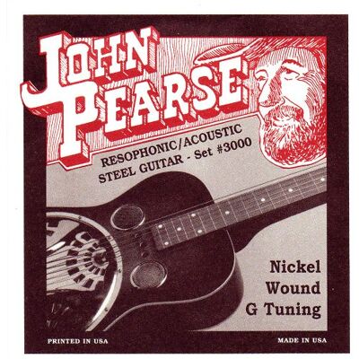 John Pearse Strings® 3000 Jeu de Cordes pour Guitare Resophonic/Acoustic Steel Nickel Wound G-Tuning John Pearse Strings® 3000 Jeu de Cordes pour Guitare Resophonic/Acoustic Steel Nickel Wound G-Tuning