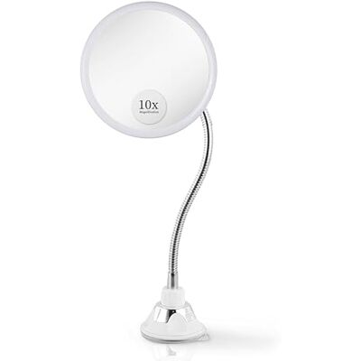 Mirrorvana Miroir de maquillage grossissant 10x avec col de cygne flexible, miroir de table et mural 2 en 1 pour coiffeuse et salle de bain, 17 cm x 17 cm (rond) Mirrorvana Miroir de maquillage grossissant 10x avec col de cygne flexible, miroir de table et mural 2 en 1 pour coiffeuse et salle de bain, 17 cm x 17 cm (rond)