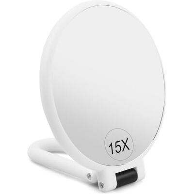Wisebom miroir grossissant 1X/15X, miroir de voyage pour maquillage, pliable, main, compact, rotation 360°, double face Wisebom miroir grossissant 1X/15X, miroir de voyage pour maquillage, pliable, main, compact, rotation 360°, double face