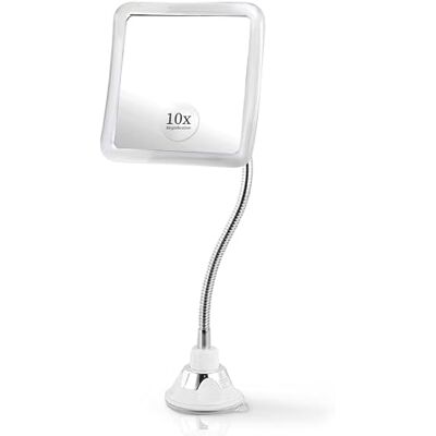 Mirrorvana Miroir de maquillage grossissant x10 avec col de cygne flexible, miroir de table et mural 2 en 1 pour coiffeuse et salle de bain, 16 cm x 16 cm (carré) Mirrorvana Miroir de maquillage grossissant x10 avec col de cygne flexible, miroir de table et mural 2 en 1 pour coiffeuse et salle de bain, 16 cm x 16 cm (carré)
