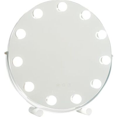 Flamingueo Miroir Coiffeuse Rond 11 LED 3 Modes D'Éclairage Intensité Réglable Contrôle Tactile Position Réglable Miroir Maquillage Lumineux Blanc 42,5x10x42cm Flamingueo Miroir Coiffeuse Rond 11 LED 3 Modes D'Éclairage Intensité Réglable Contrôle Tactile Position Réglable Miroir Maquillage Lumineux Blanc 42,5x10x42cm