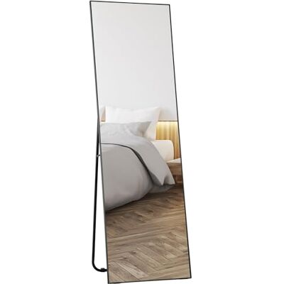HOMCOM Grand Miroir Pleine Longueur rectangulaire, 50 x 160 cm Miroir sur Pied, Mural ou pocé Contre Mur pour Chambre à Coucher, Salon et Dressing, Noir HOMCOM Grand Miroir Pleine Longueur rectangulaire, 50 x 160 cm Miroir sur Pied, Mural ou pocé Contre Mur pour Chambre à Coucher, Salon et Dressing, Noir
