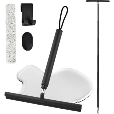 Ziyonix Raclette de douche extensible 30 à 120 cm En silicone Avec manche télescopique Raclette de sol avec housse en tissu Support télescopique Pour miroir de salle de bain, carrelage, sol Ziyonix Raclette de douche extensible 30 à 120 cm En silicone Avec manche télescopique Raclette de sol avec housse en tissu Support télescopique Pour miroir de salle de bain, carrelage, sol