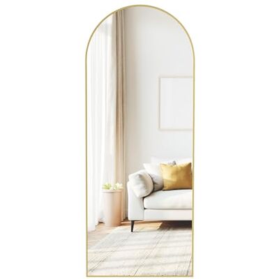 SONGMICS Miroir Intégral, 165 x 60 cm, Miroir Arqué sur Pied, à Poser au Sol, Cadre en Alliage d’Aluminium, Verre Trempé, pour Chambre, Salon, Dressing, Doré Clair LFM039AB01 SONGMICS Miroir Intégral, 165 x 60 cm, Miroir Arqué sur Pied, à Poser au Sol, Cadre en Alliage d’Aluminium, Verre Trempé, pour Chambre, Salon, Dressing, Doré Clair LFM039AB01