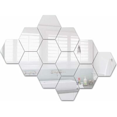 Heble 12 pièces Miroir mural en acrylique 18 cm x 16 cm Autocollant Hexagon argenté clair Miroir adhésif Hexagone hexagonal Salon Gadgetpanda de Heble 12 pièces Miroir mural en acrylique 18 cm x 16 cm Autocollant Hexagon argenté clair Miroir adhésif Hexagone hexagonal Salon Gadgetpanda de