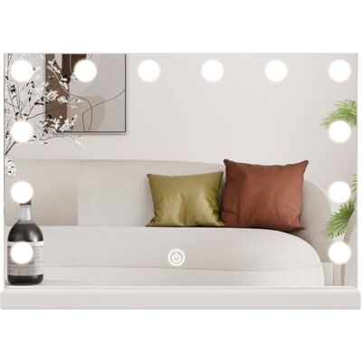 SensaHome Vanity Mirror Pro Hollywood Make-up Spiegel met 12 Dimbare LED Lampen, 3 Lichtstanden, 46x58 cm Wit SensaHome Vanity Mirror Pro Hollywood Make-up Spiegel met 12 Dimbare LED Lampen, 3 Lichtstanden, 46x58 cm Wit