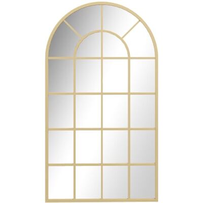 HOMCOM Miroir Mural Arqué 110 x 65 cm Verrière Arche Cadre Métallique Doré Miroir de Fenêtre Arqué Industriel, pour Salon, Chambre, Couloir HOMCOM Miroir Mural Arqué 110 x 65 cm Verrière Arche Cadre Métallique Doré Miroir de Fenêtre Arqué Industriel, pour Salon, Chambre, Couloir