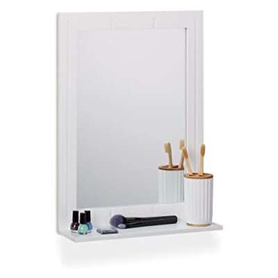 Relaxdays Miroir de salle de bain mural avec étagère Cadre rectangulaire Blanc 55 x 40 x 12 cm Relaxdays Miroir de salle de bain mural avec étagère Cadre rectangulaire Blanc 55 x 40 x 12 cm