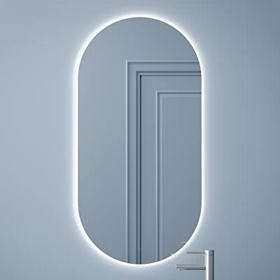 ART Miroir de salle de bain ovale avec éclairage LED, 100 x 40 cm, miroir mural avec éclairage, miroir horizontal et vertical, couleur de la lumière blanc froid 4200 K, IP44, Luna ART Miroir de salle de bain ovale avec éclairage LED, 100 x 40 cm, miroir mural avec éclairage, miroir horizontal et vertical, couleur de la lumière blanc froid 4200 K, IP44, Luna