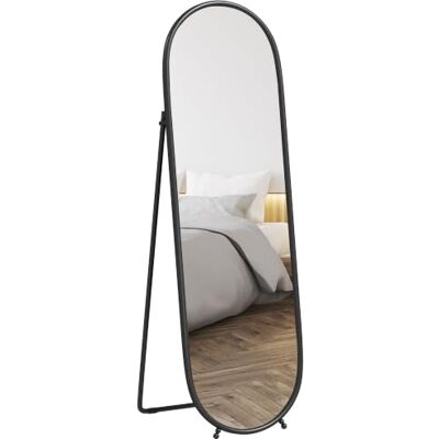 HOMCOM Grand Miroir sur Pied Ovale Cadre Métal avec Support 40x160cm Noir pour Entrée, Chambre, Dressing HOMCOM Grand Miroir sur Pied Ovale Cadre Métal avec Support 40x160cm Noir pour Entrée, Chambre, Dressing