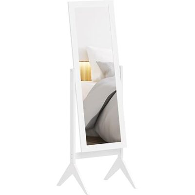 HOMCOM Miroir en Pied Inclinaison Réglable 47L x 46l x 148H cm Blanc Grand Miroir de Sol, pour Dressing Chambre HOMCOM Miroir en Pied Inclinaison Réglable 47L x 46l x 148H cm Blanc Grand Miroir de Sol, pour Dressing Chambre