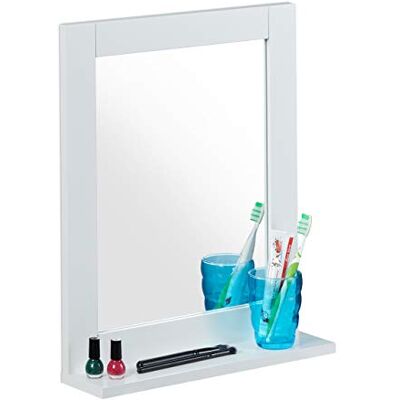 Relaxdays Miroir Mural, avec Rangement, Salle de Bain, Salon, entrée, carré, Moderne, MDF, 49x40x10 cm, Blanc Relaxdays Miroir Mural, avec Rangement, Salle de Bain, Salon, entrée, carré, Moderne, MDF, 49x40x10 cm, Blanc