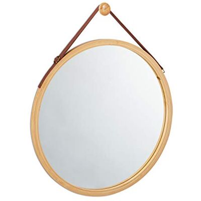 Relaxdays Miroir suspendu rond à sangle réglable, cadre en bambou, moderne, couloir, salle de bain et toilettes invités, diamètre 45 cm, naturel Relaxdays Miroir suspendu rond à sangle réglable, cadre en bambou, moderne, couloir, salle de bain et toilettes invités, diamètre 45 cm, naturel