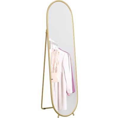HOMCOM Grand Miroir sur Pied Ovale Cadre Métal avec Support 40x160cm Doré pour Entrée, Chambre, Dressing HOMCOM Grand Miroir sur Pied Ovale Cadre Métal avec Support 40x160cm Doré pour Entrée, Chambre, Dressing