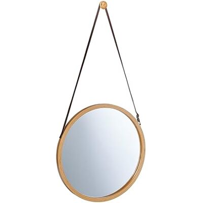 Relaxdays Miroir Suspendu Rond Sangle Réglable Cadre en Bambou Moderne Couloir Salle de Bains & Toilettes Invités Diamètre: 38cm Naturel, Verre, Plastique Relaxdays Miroir Suspendu Rond Sangle Réglable Cadre en Bambou Moderne Couloir Salle de Bains & Toilettes Invités Diamètre: 38cm Naturel, Verre, Plastique