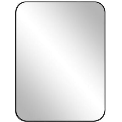 WOLTU Miroir de salle de bain rectangulaire à fixation murale, cadre en métal noir, miroir décoratif à suspendre pour couloir, chambre à coucher, salon 40 x 30 cm KKL001sz01-UK WOLTU Miroir de salle de bain rectangulaire à fixation murale, cadre en métal noir, miroir décoratif à suspendre pour couloir, chambre à coucher, salon 40 x 30 cm KKL001sz01-UK