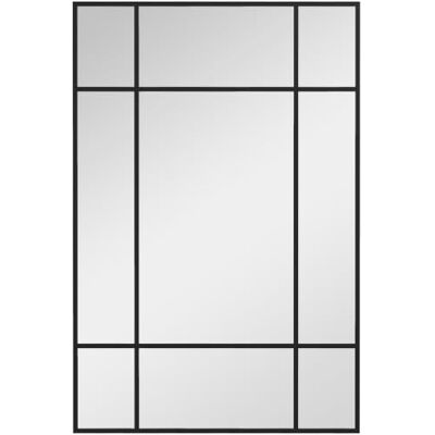 HOMCOM Miroir Mural Verrière Rectangulaire Style Fenêtre 90x60 cm Noir Horizontal ou Vertical, 4 Crochets, Métal HOMCOM Miroir Mural Verrière Rectangulaire Style Fenêtre 90x60 cm Noir Horizontal ou Vertical, 4 Crochets, Métal